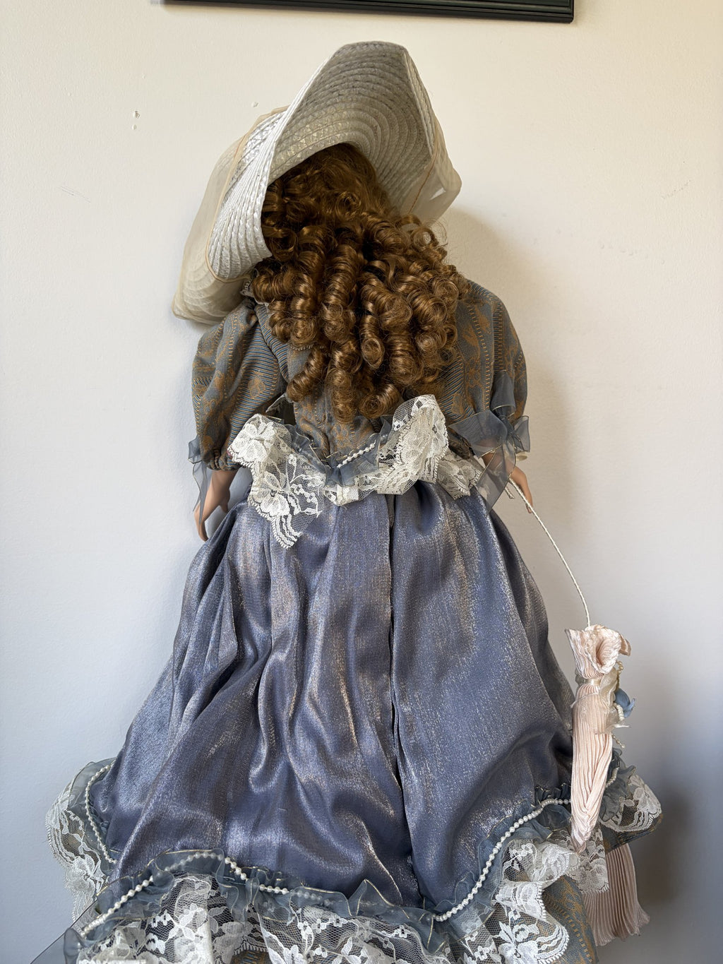 Porcelain Doll with Hat and Lace Dress