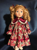 Numbered Vintage Porcelain Doll — Floral Dress with Blonde Curls — 12″