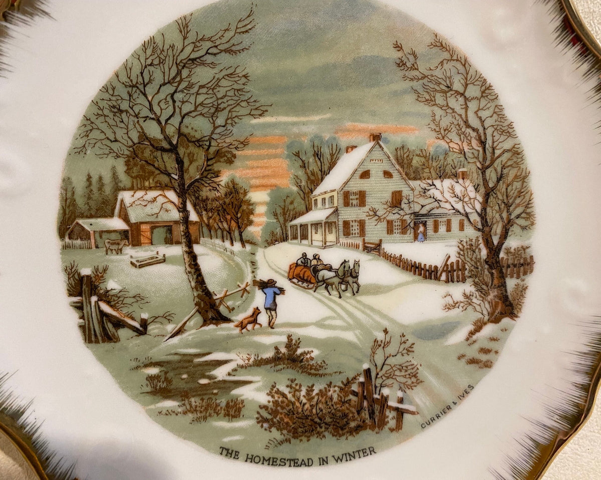 “The Homestead in Winter” — Currier & Ives Decorative Wall Plate — Japan
