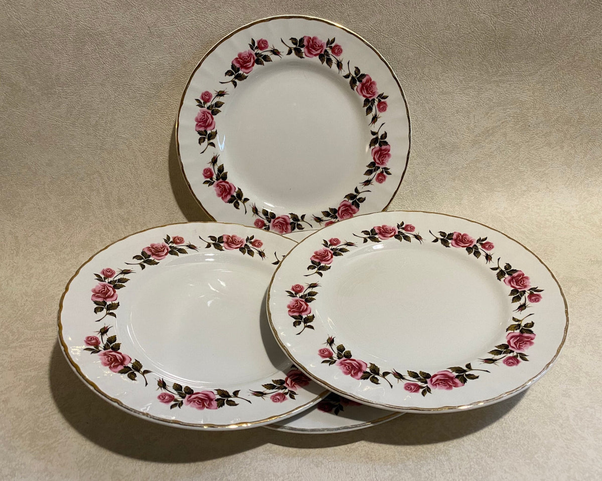 Set of 4 Vintage “Romance” Plates — Ridgway — Gold Trim — Staffordshire, England