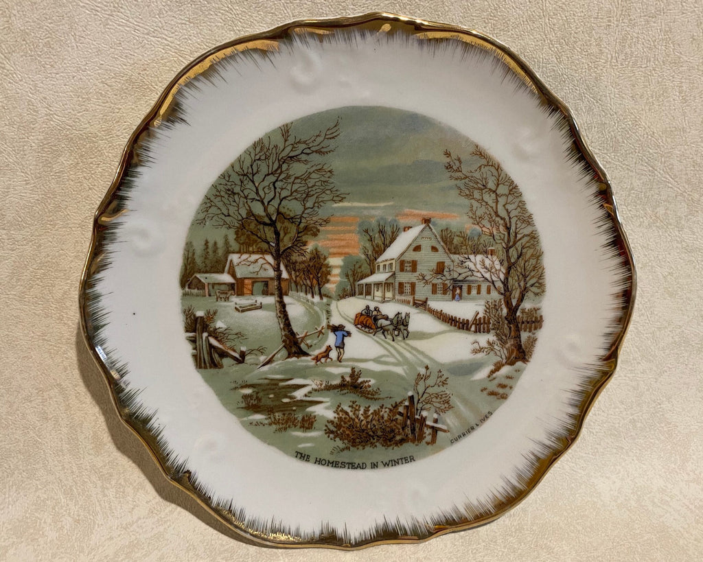 “The Homestead in Winter” — Currier & Ives Decorative Wall Plate — Japan