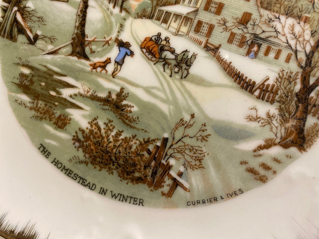 “The Homestead in Winter” — Currier & Ives Decorative Wall Plate — Japan
