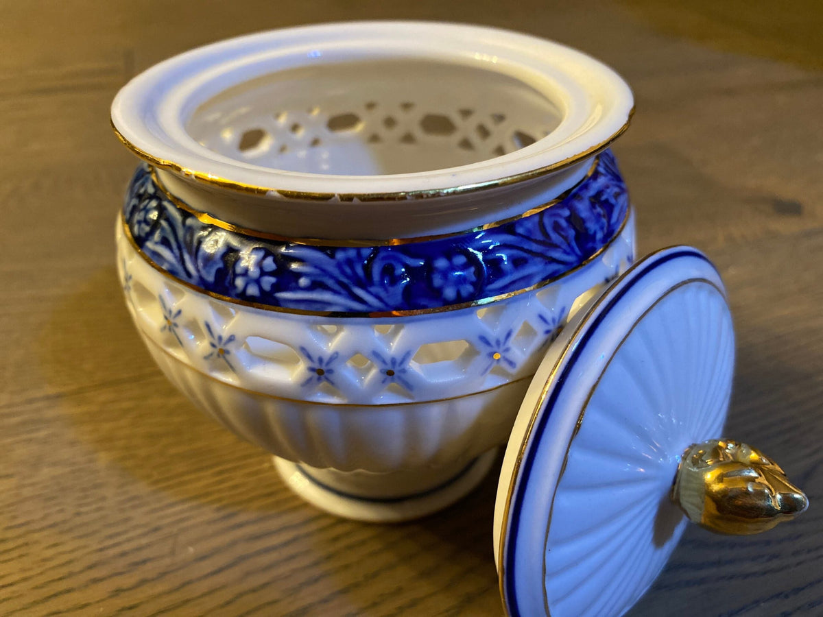 Vintage Ceramic Sugar Bowl — Gold Edged — Collectible