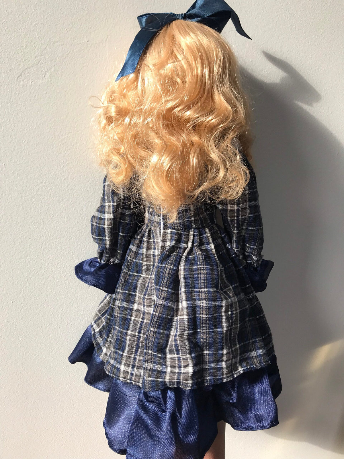 The Princess Collection — Vintage Porcelain Doll — Blue Plaid Dress — 16″