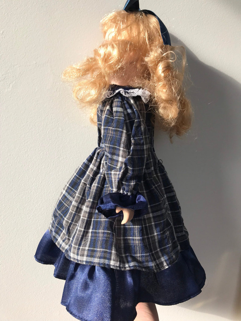 The Princess Collection — Vintage Porcelain Doll — Blue Plaid Dress — 16″