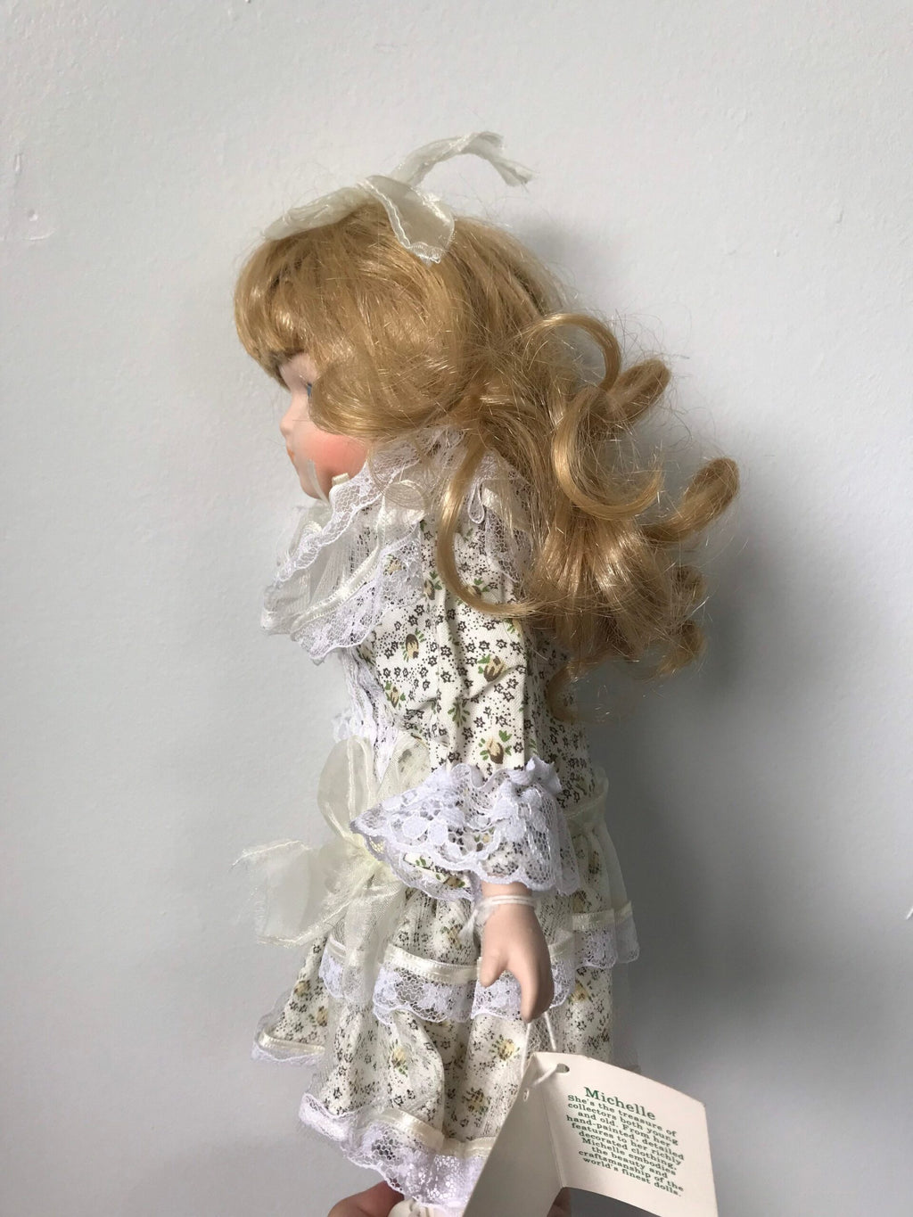“Michelle” Cherished Dolls Porcelain Doll — Floral & Lace Dress