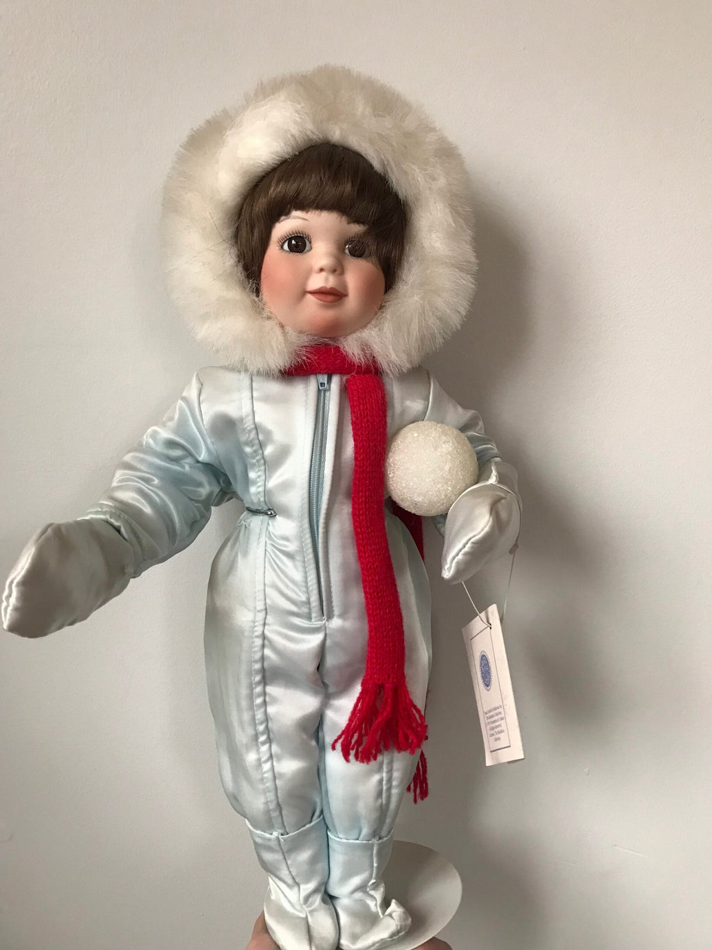 The Hamilton Collection “Winter Angel” Porcelain Doll — Snowsuit with Fur Hood