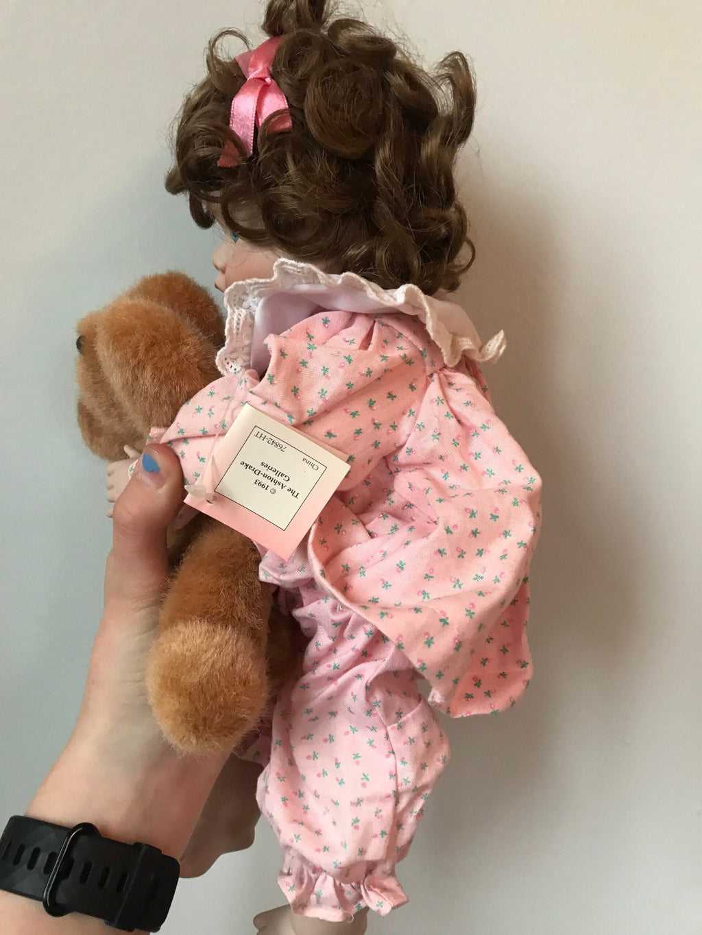 Ashton-Drake “Kaitlyn Wants a Kiss” Porcelain Doll with Teddy Bear