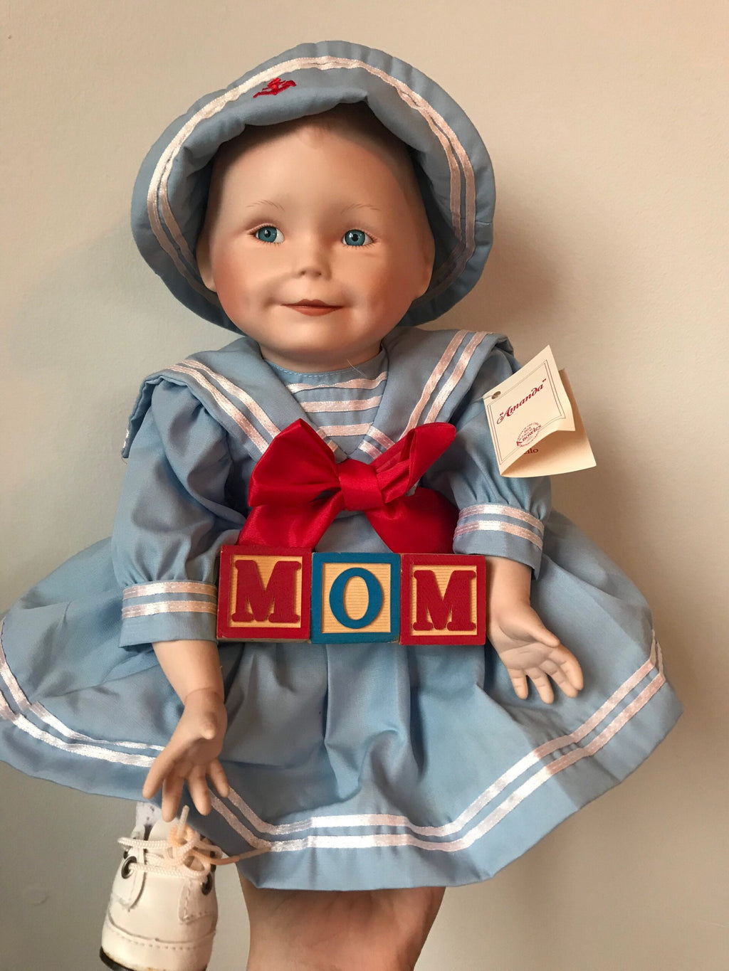 Ashton-Drake Baby Amanda Porcelain Doll — Blue Sailor Dress