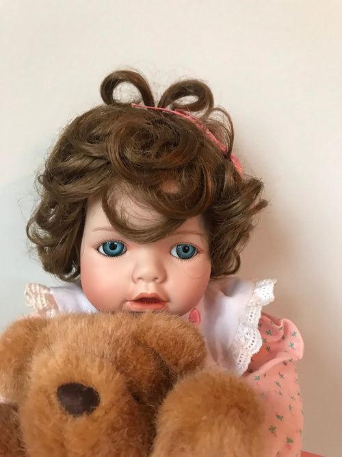 Ashton-Drake Kaitlyn Wants a Kiss Porcelain Doll with Teddy Bear