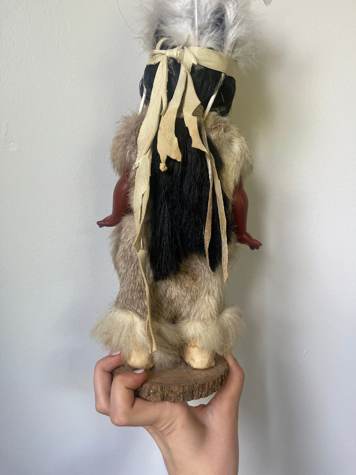 Vintage Native Renaissance Doll — Fur Outfit & Feather Headband