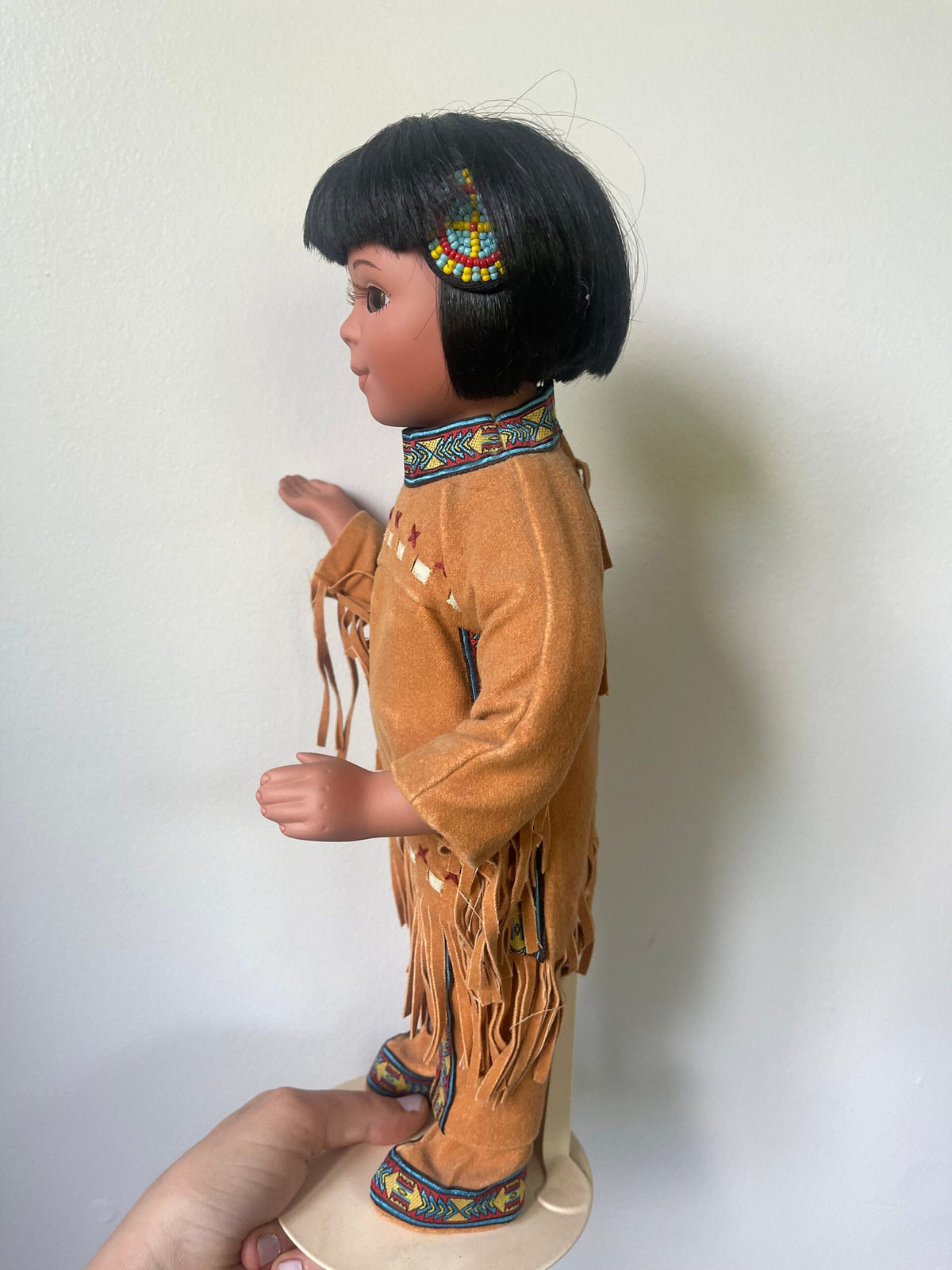 Perillo Native American Porcelain Doll — Boy in Buckskin with Bird
