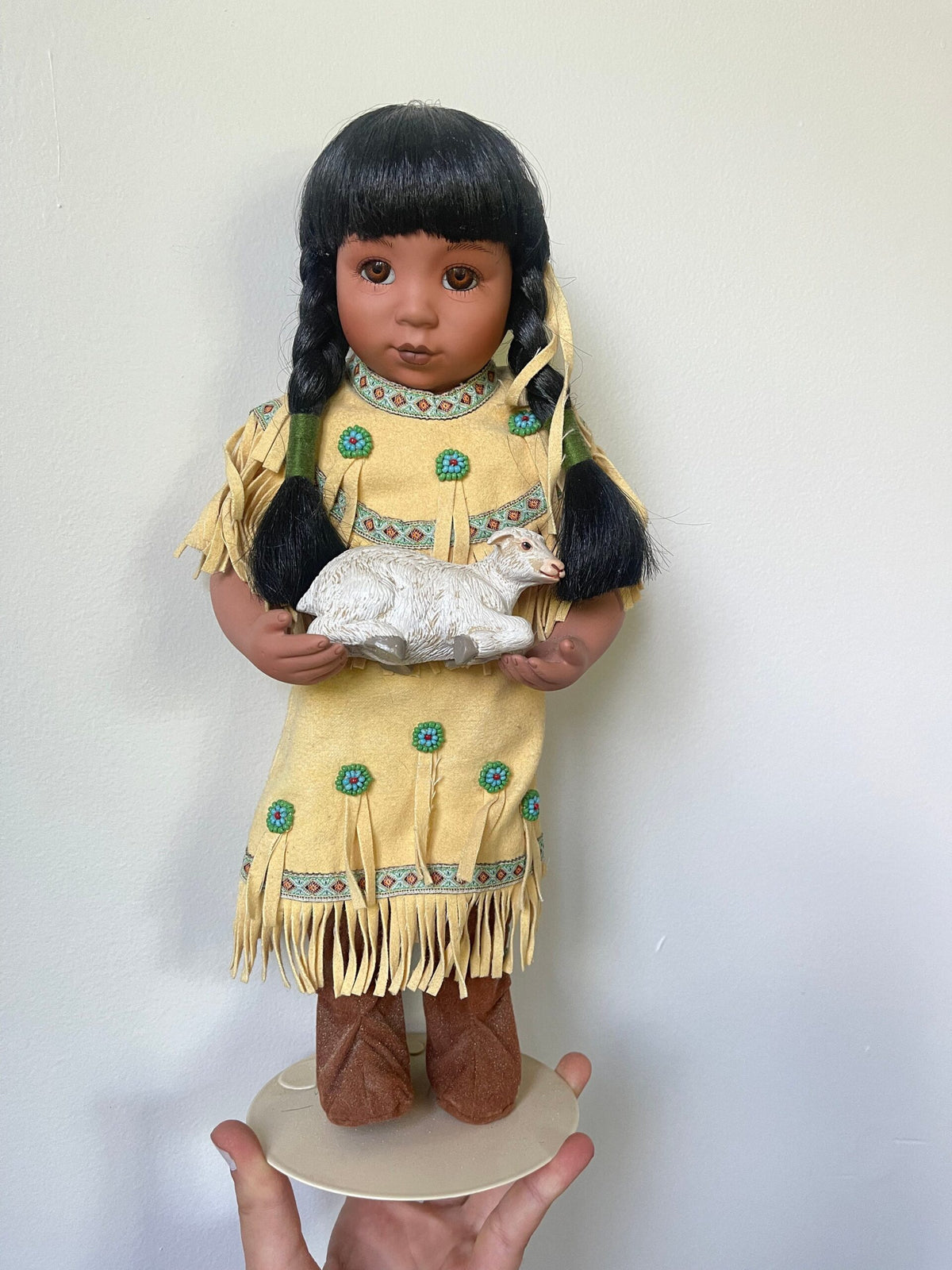 Perillo Artaffects “Shepherd” Native American Porcelain Doll with Lamb