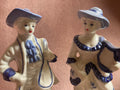 Pair of Vintage Porcelain Musician Figurines — Cobalt Blue & White