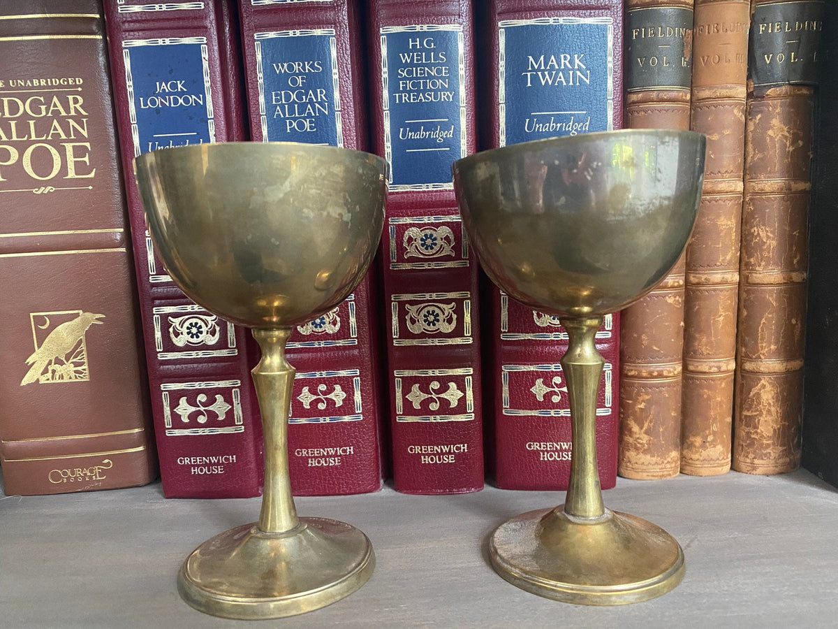 Pair of Vintage E.P. Brass Goblets