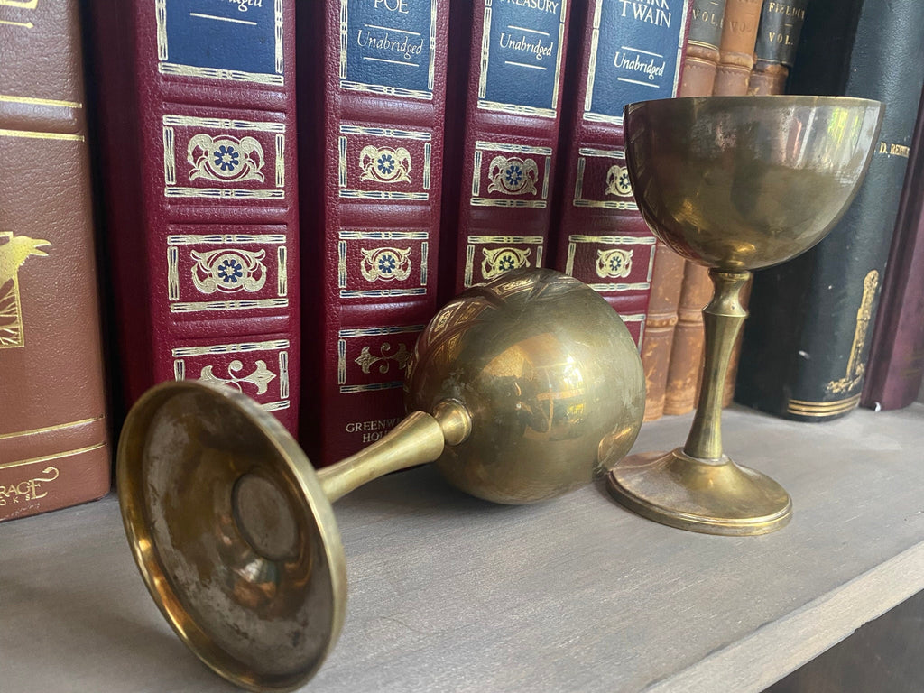 Pair of Vintage E.P. Brass Goblets