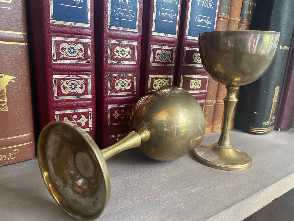 Pair of Vintage E.P. Brass Goblets
