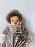 Vintage Clown Marionette on Swing — Grey & Green Plaid Costume