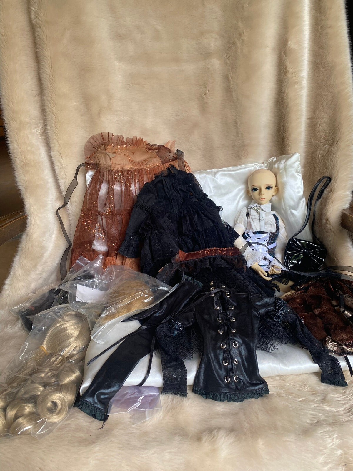 LOVE BJD Ball-Jointed Doll — with 3 Outfits, Wigs & Accessories, in Box