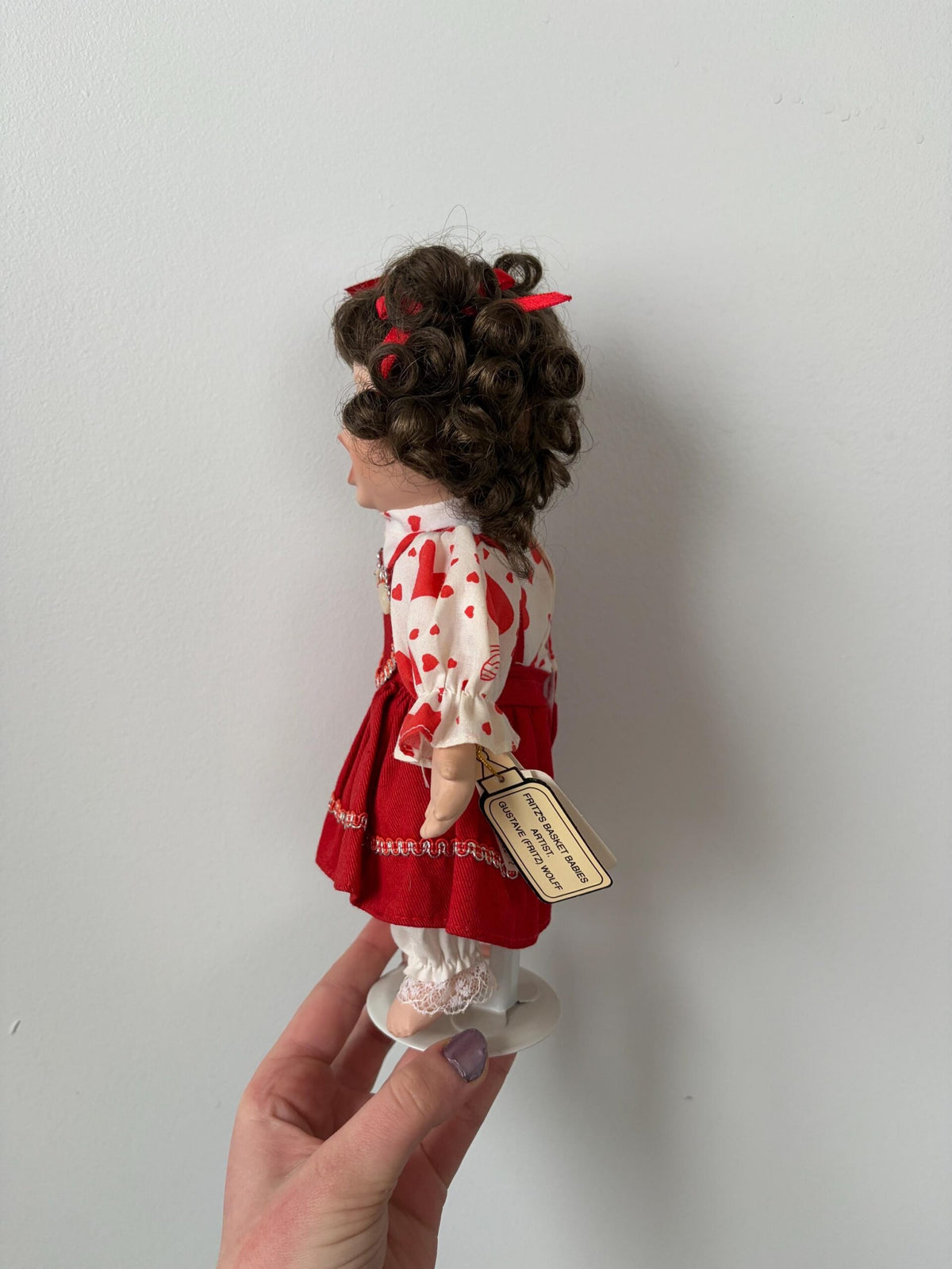 Fritz’s Basket Babies Valentine — Vintage Porcelain Doll — 9.5″