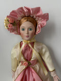 Victorian-Style Vintage Porcelain Doll — Pink & White Dress — 18″
